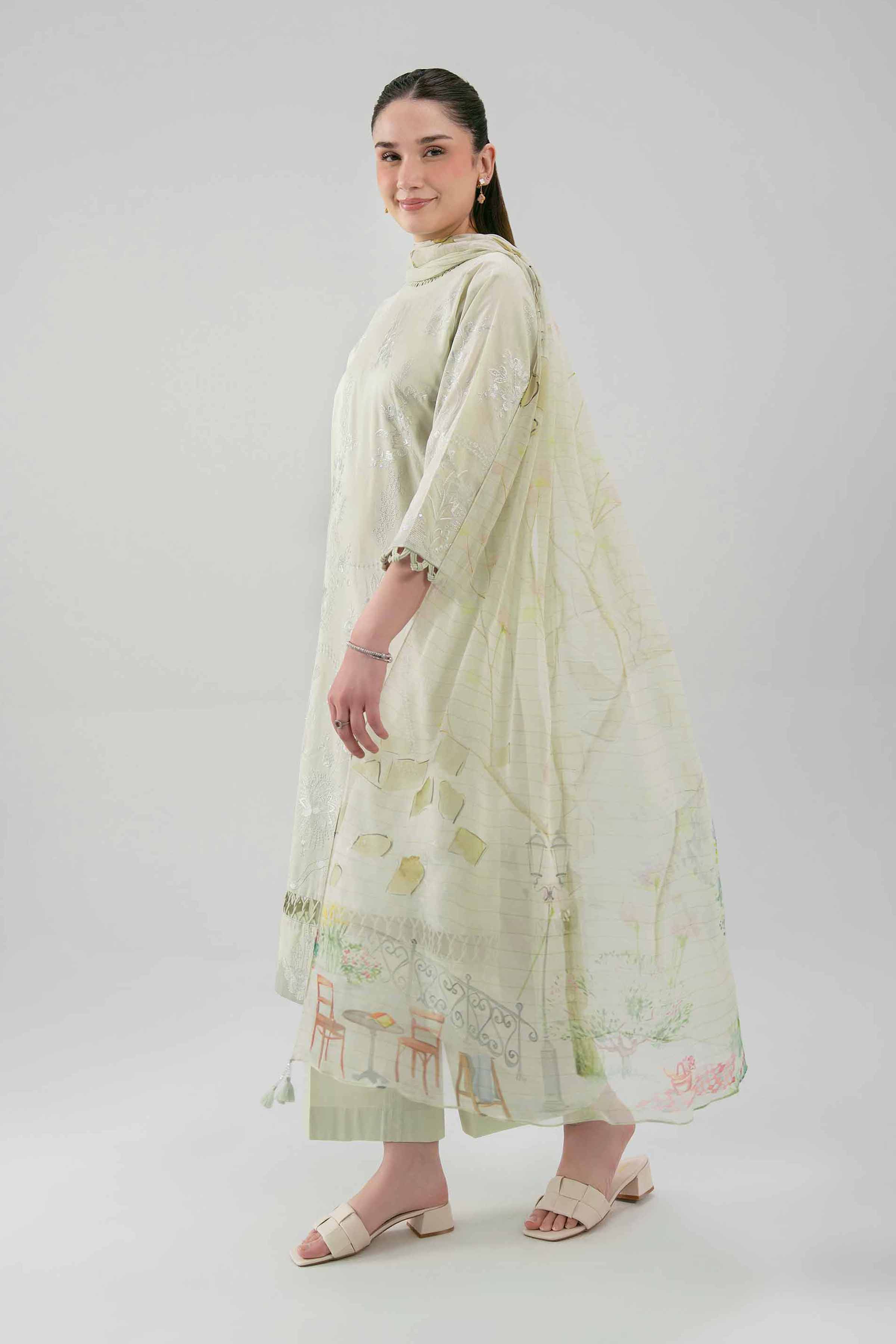 3 Piece - Digital Printed Embroidered Suit - 42619515