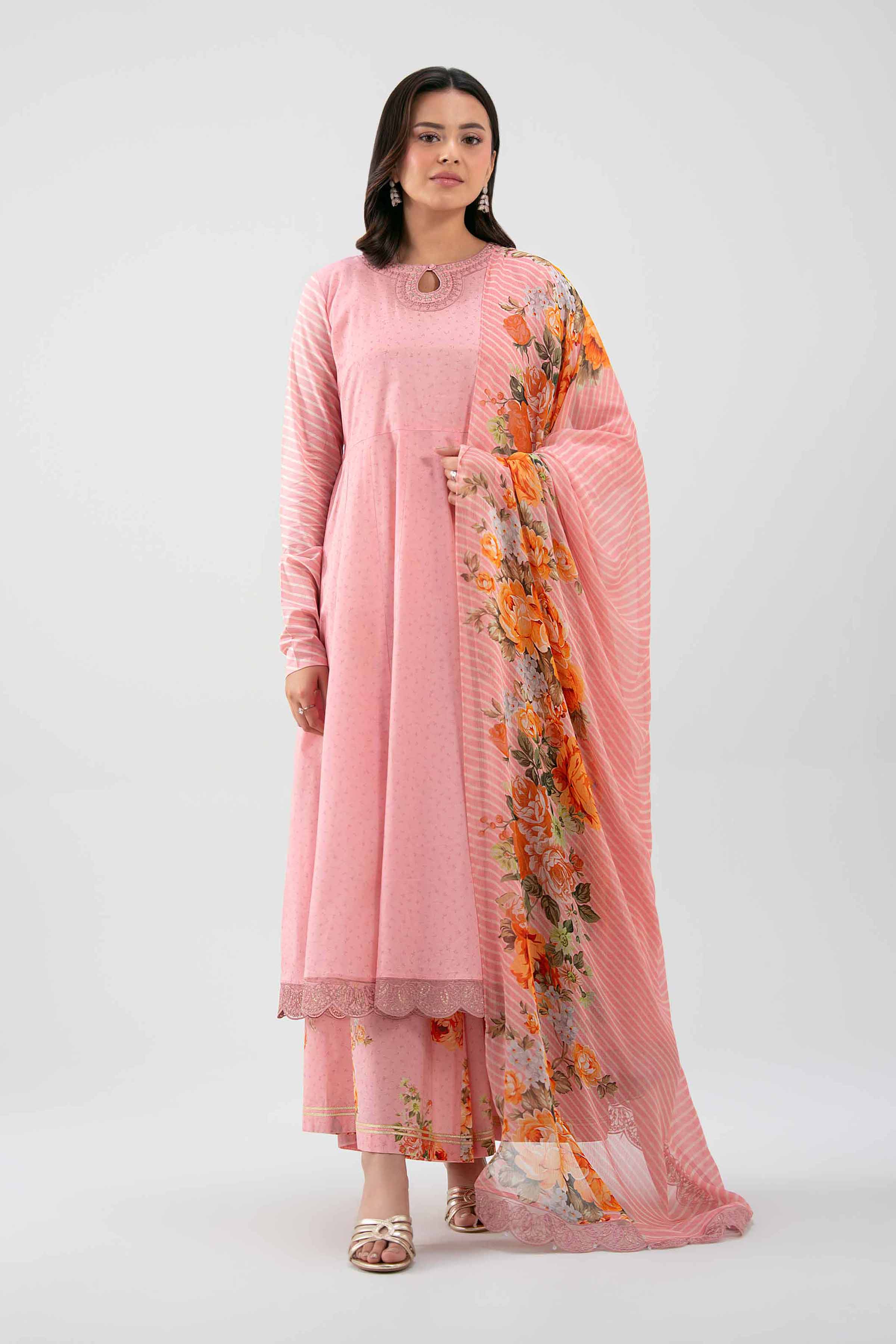 3 Piece - Digital Printed Embroidered Suit - 42619518