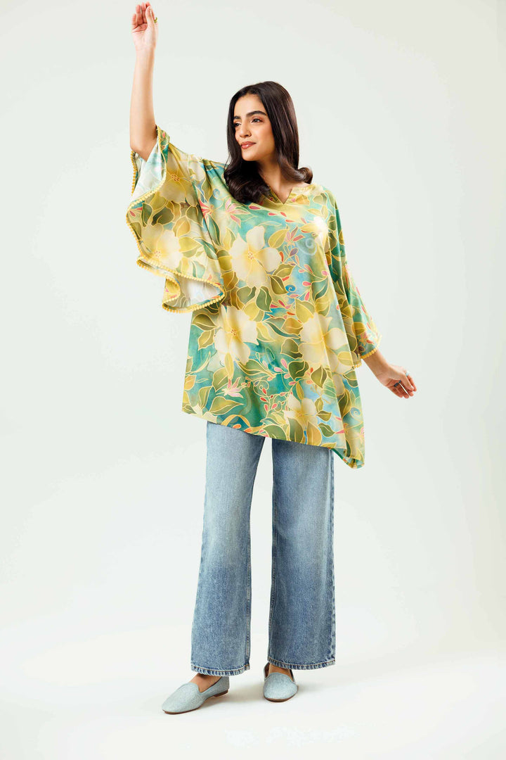 Light Green Viscose Lawn Printed Winter Tunic