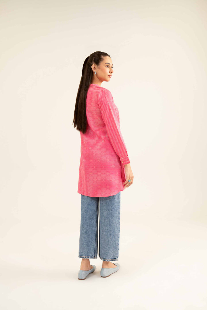 Pink Jacquard Basic Embroidered Winter Tunic