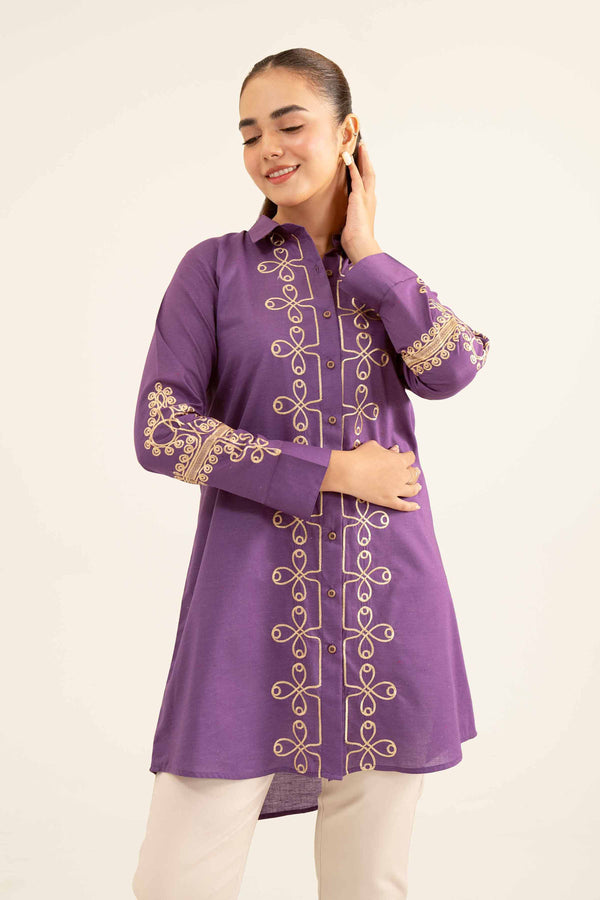 Purple Neps Lawn Embroidered Winter Tunic