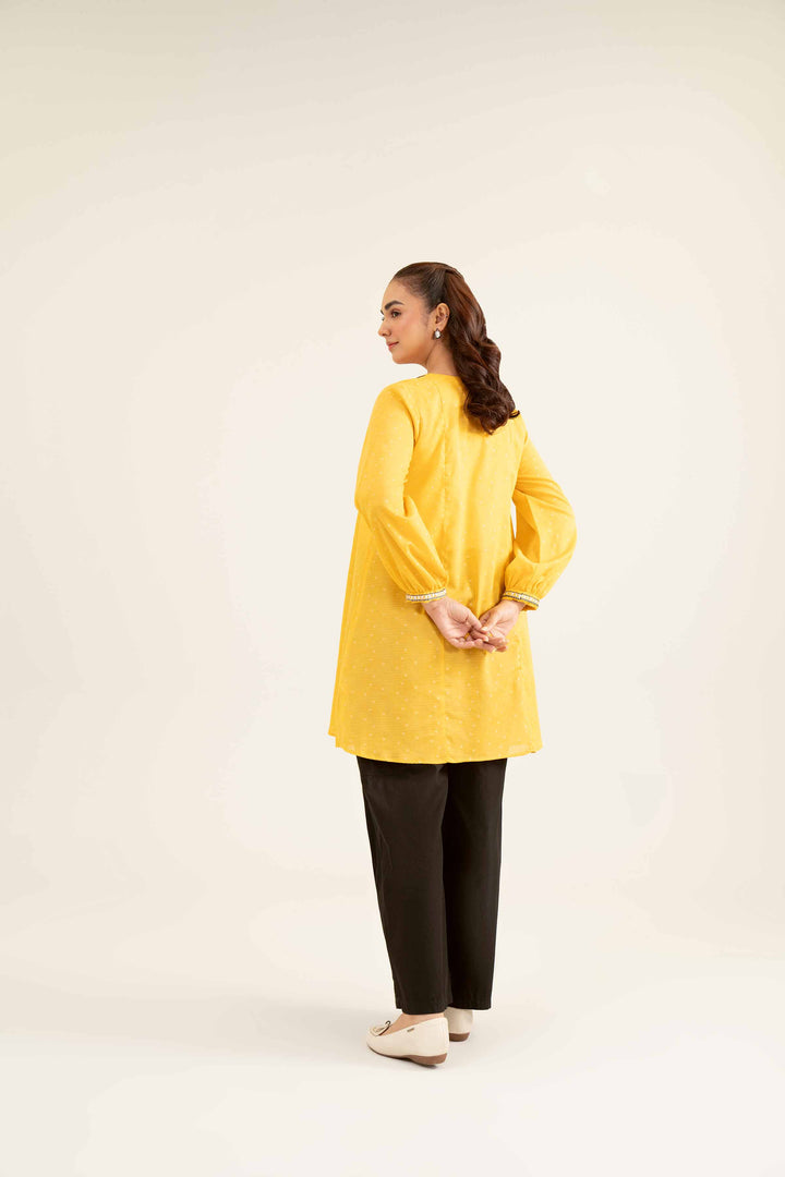 Yellow Jacquard Embroidered Winter Tunic