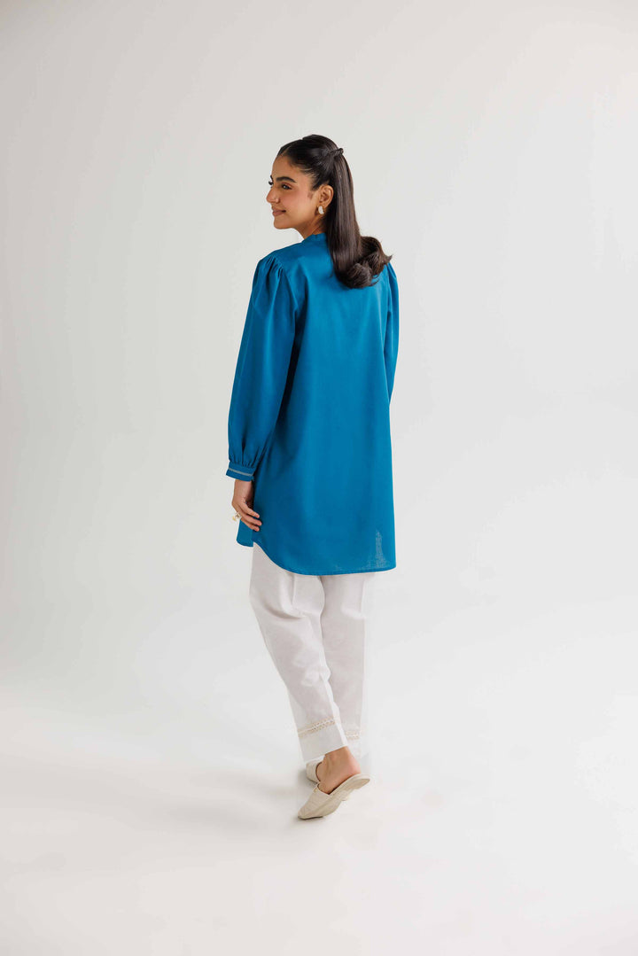 Teal Karandi Embroidered Winter Tunic