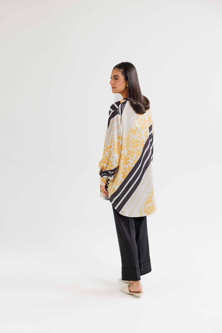 Off White Silk Printed Winter Tunic