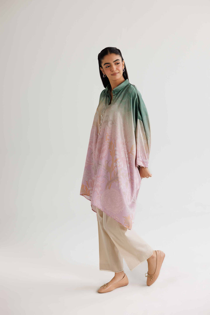 Multi Silk Printed Winter Kaftan