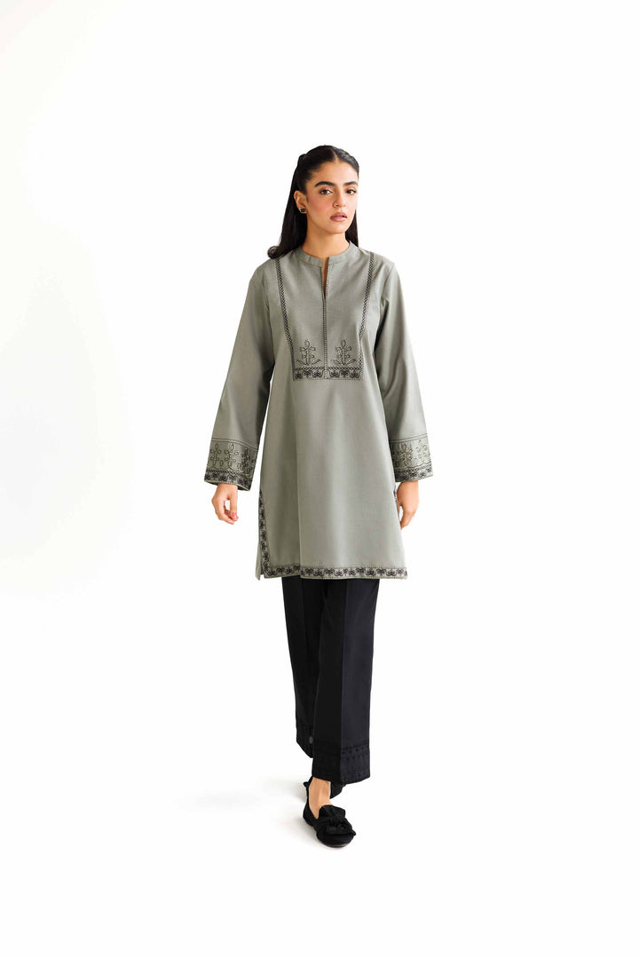 Embroidered Sage Winter Jacquard Tunic