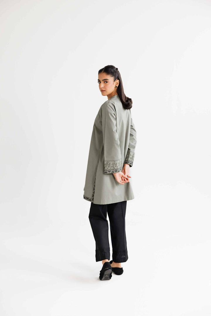 Embroidered Sage Winter Jacquard Tunic