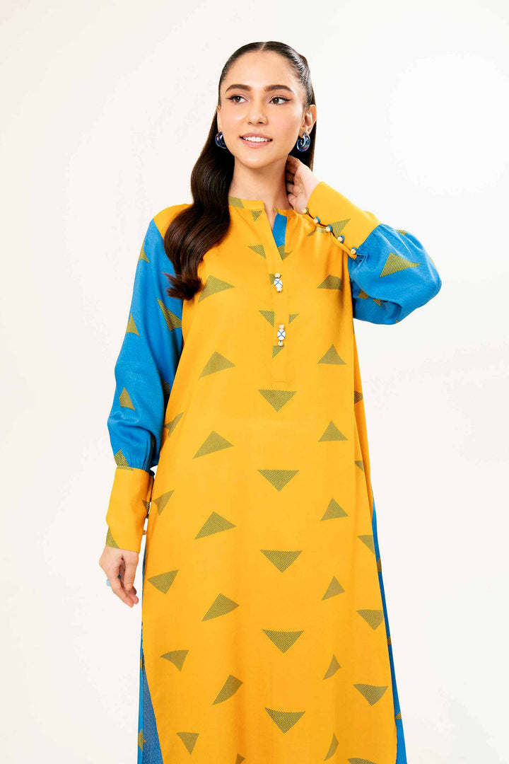 Mustard & Blue Micro Modal Printed Dress