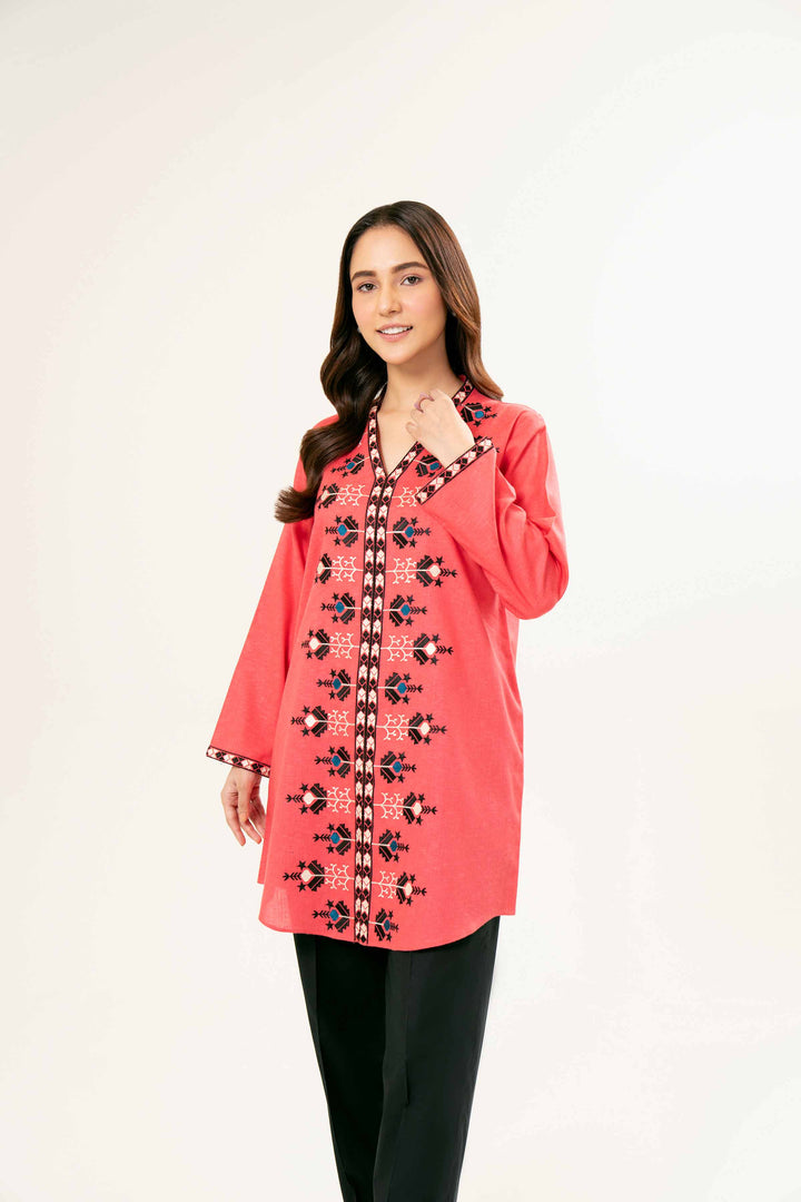 Embroidered Pink karandi Tunic