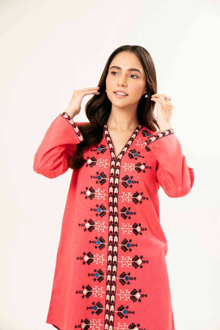 Embroidered Pink karandi Tunic