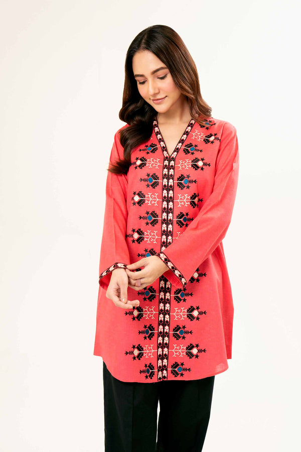 Embroidered Pink karandi Tunic