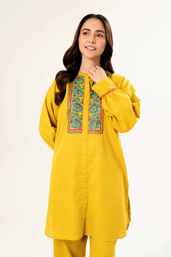 Embroidered Yellow Karandi Suit