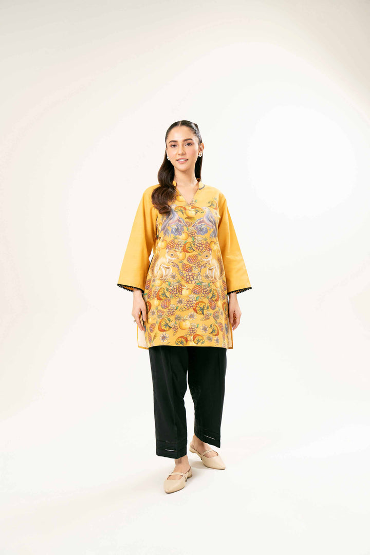 Printed Yellow Khaddar Tunic 