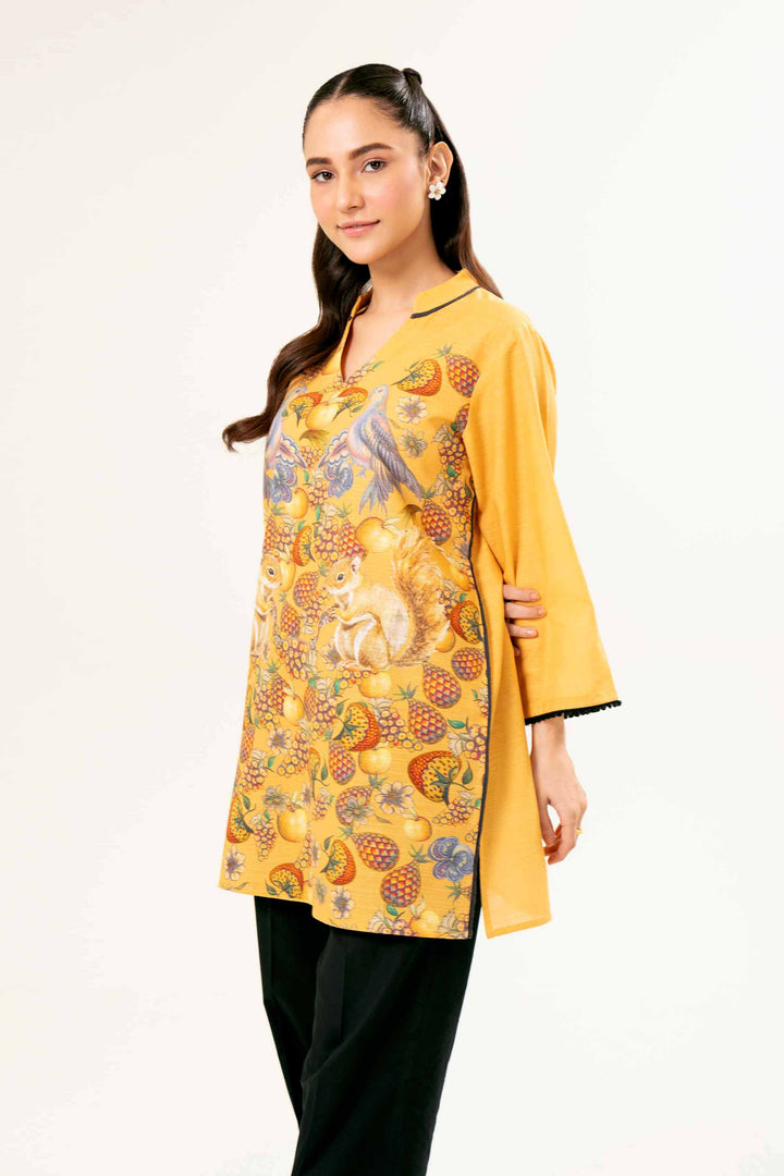 Printed Yellow Khaddar Tunic 