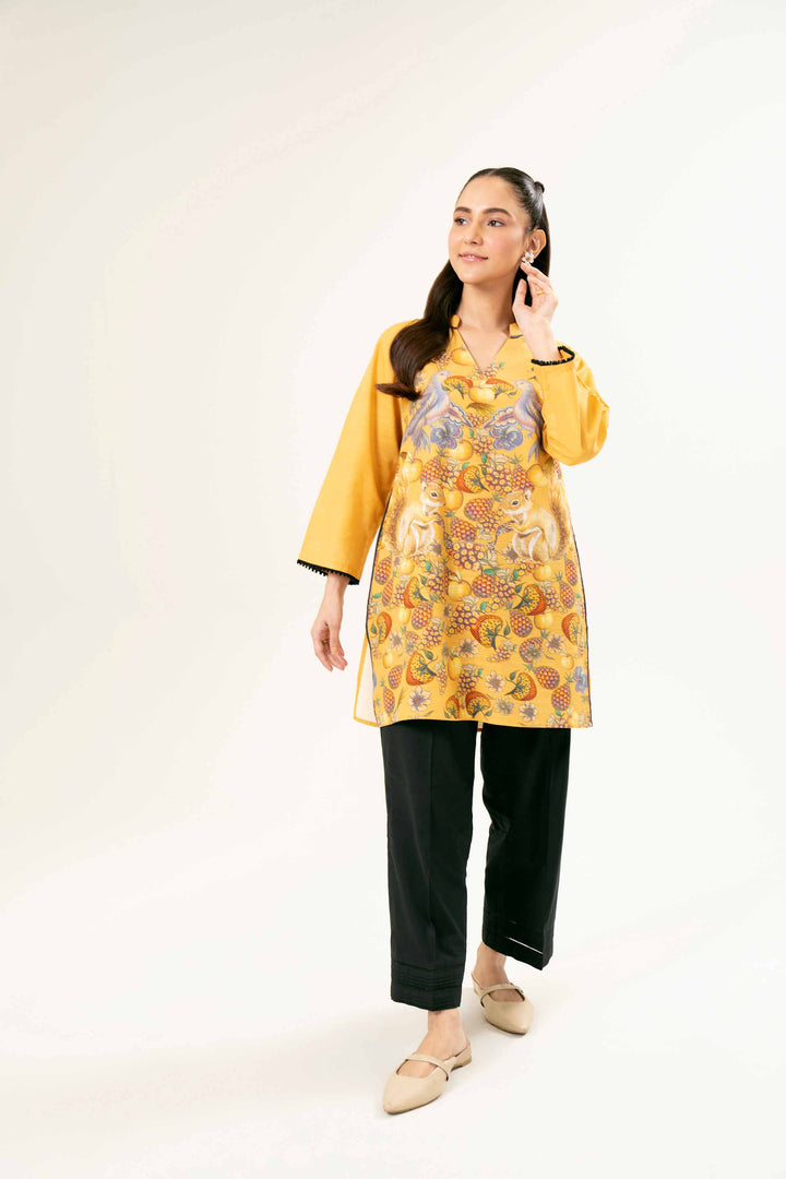 Printed Yellow Khaddar Tunic 