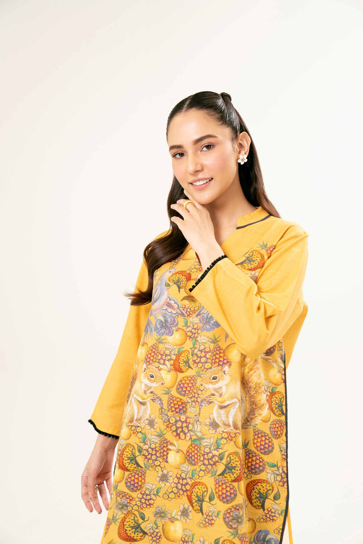 Printed Yellow Khaddar Tunic 