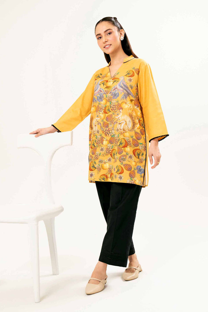 Printed Yellow Khaddar Tunic 