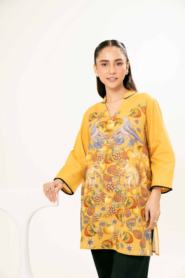 Printed Yellow Khaddar Tunic 