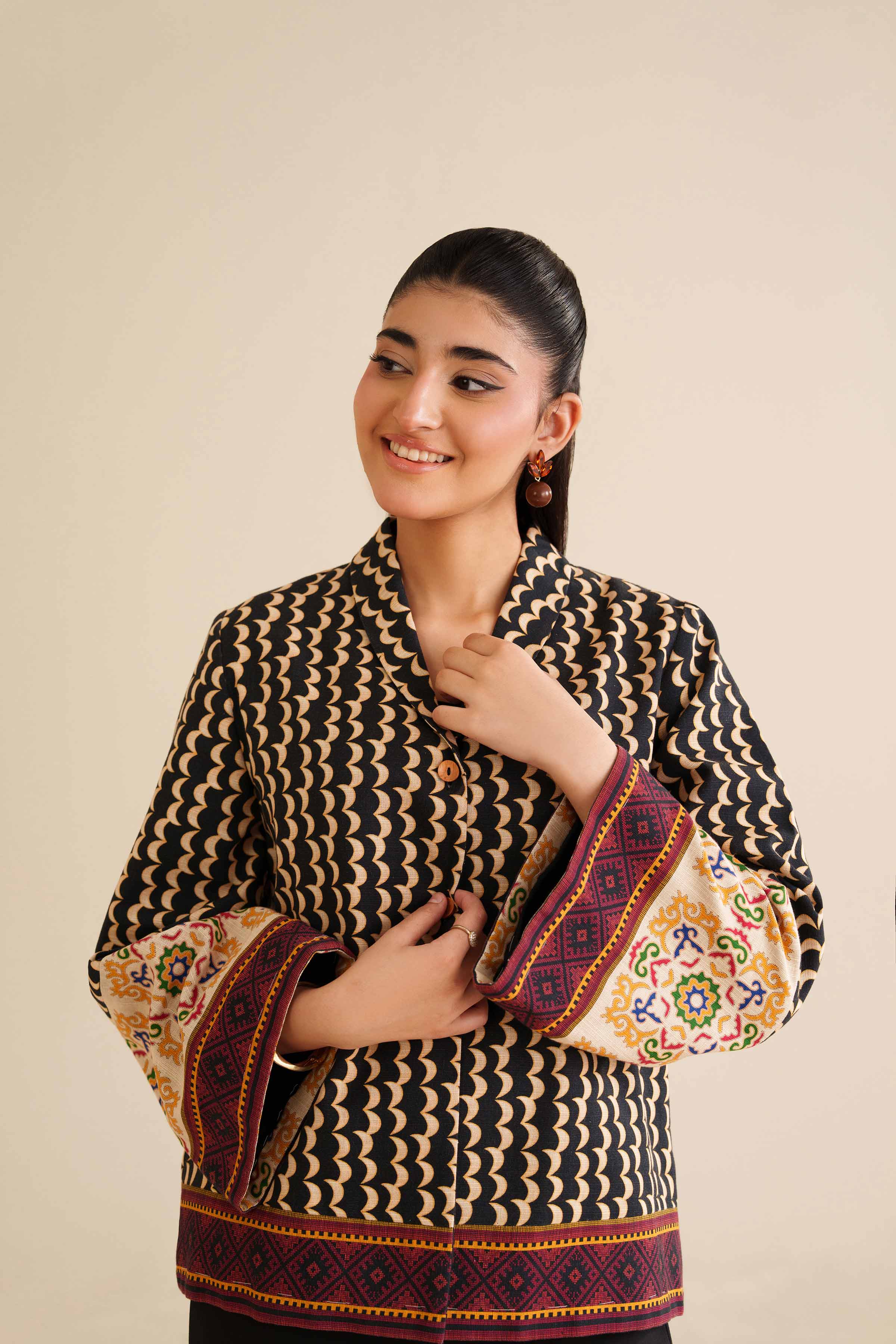 Printed Jacket - AW25-19 for Women - Pret Collection | Nishat | Shop Online