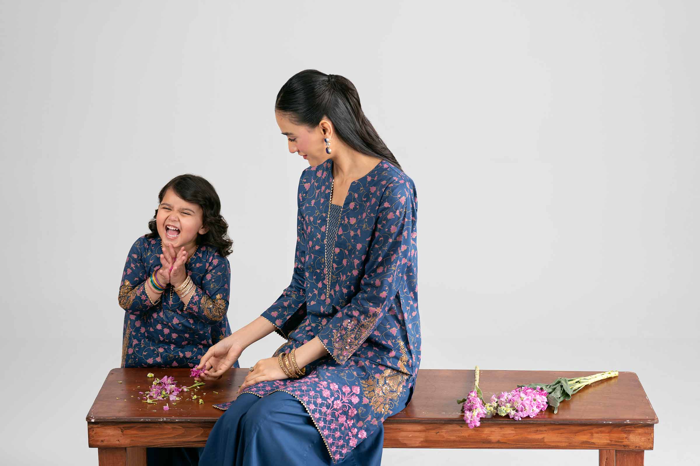 2 Piece - Printed Embroidered Suit - PMD26-04 D