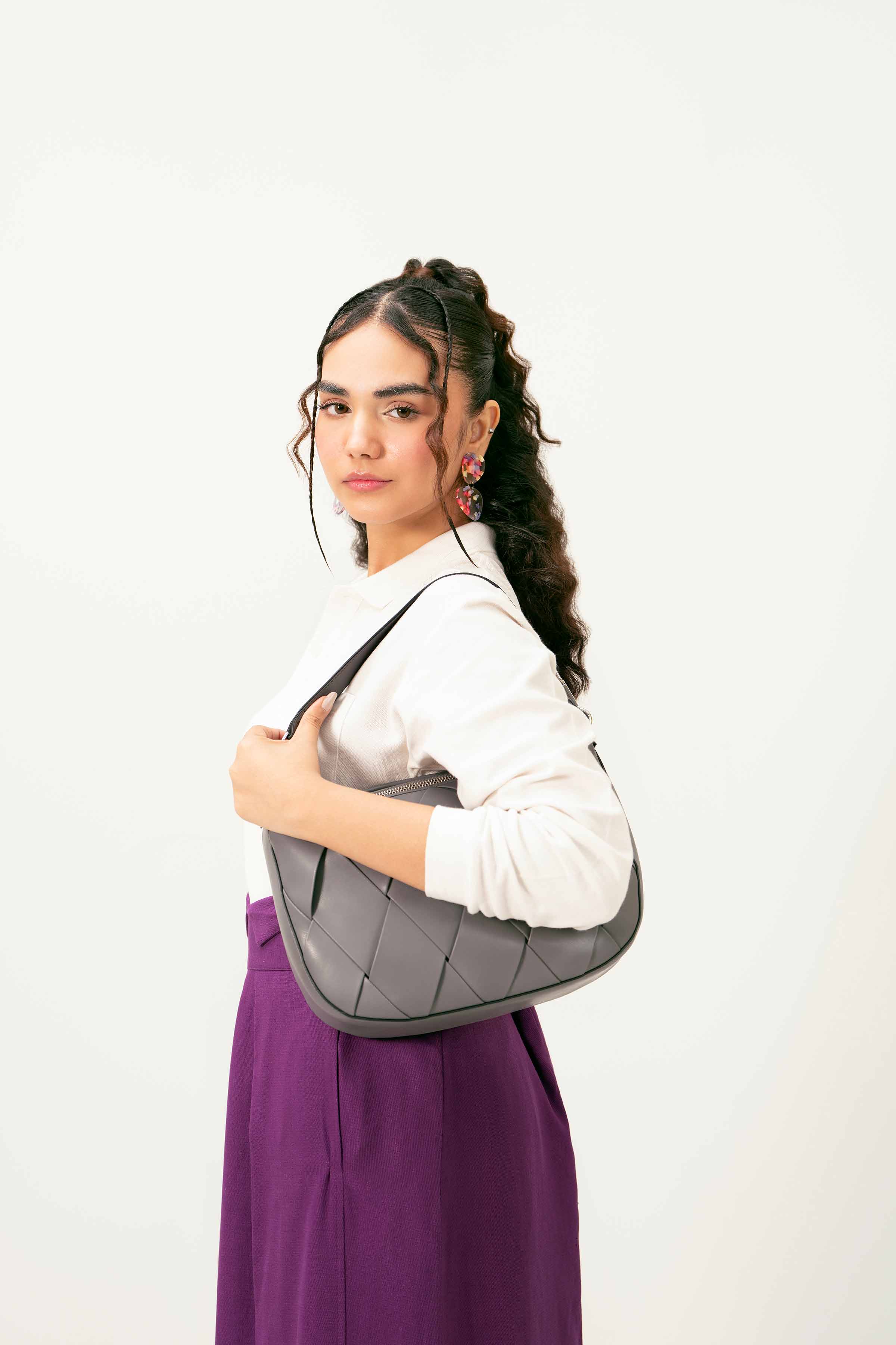 Grey Shoulder Bag-440912111 for Women - Fashion Collection | Nishat | Shop Online