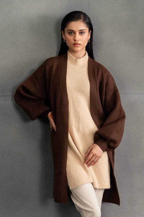 Brown Long Sweater-439370113