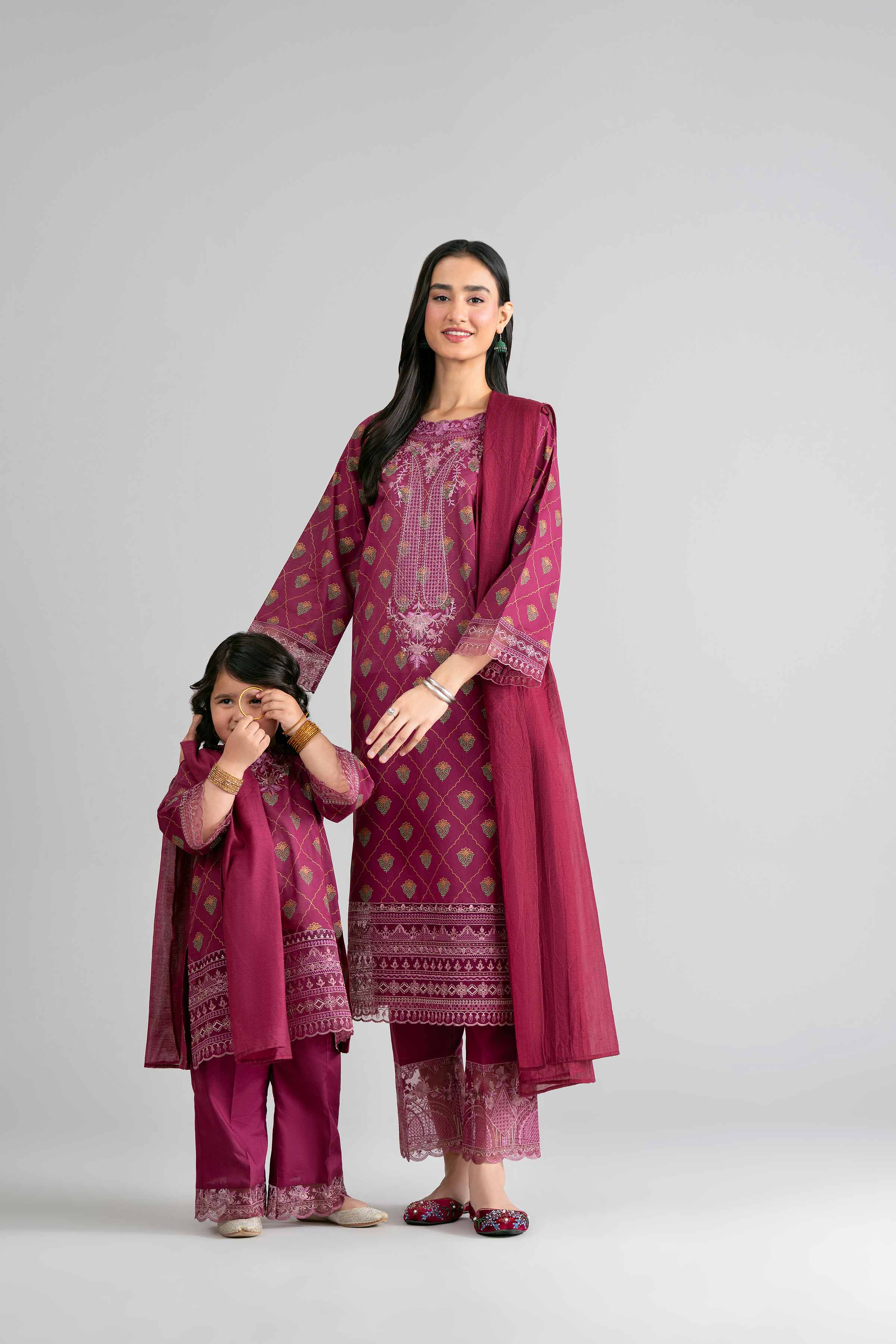 3 Piece - Printed Embroidered Suit - PMD26-41 M