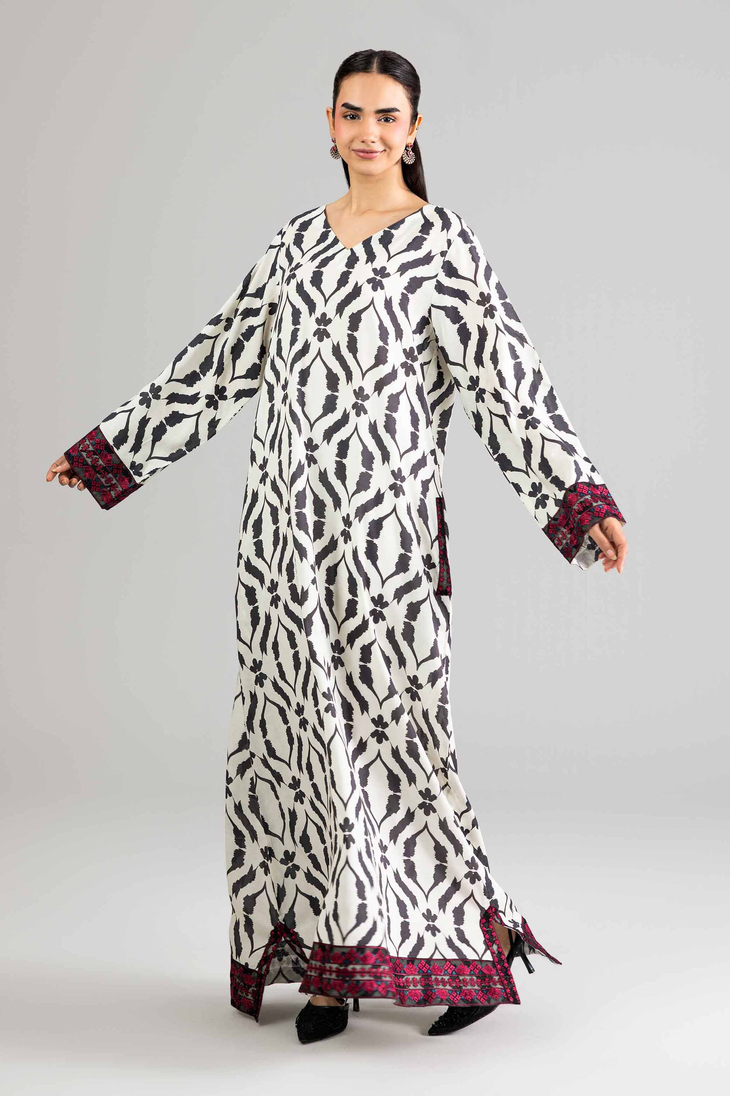 Printed Embroidered Dress - FE26-48