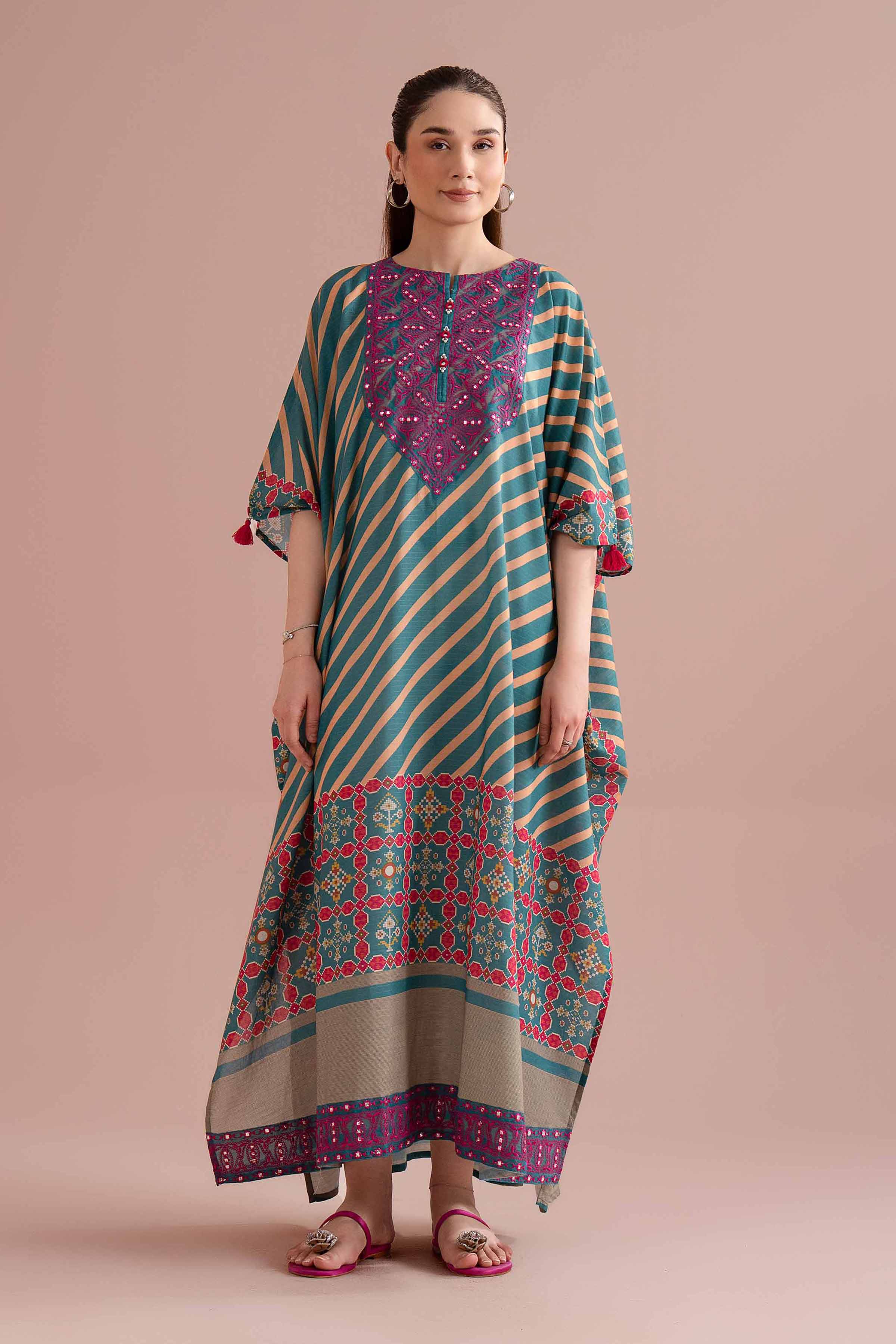 Printed Embroidered Kaftan - FE26-51