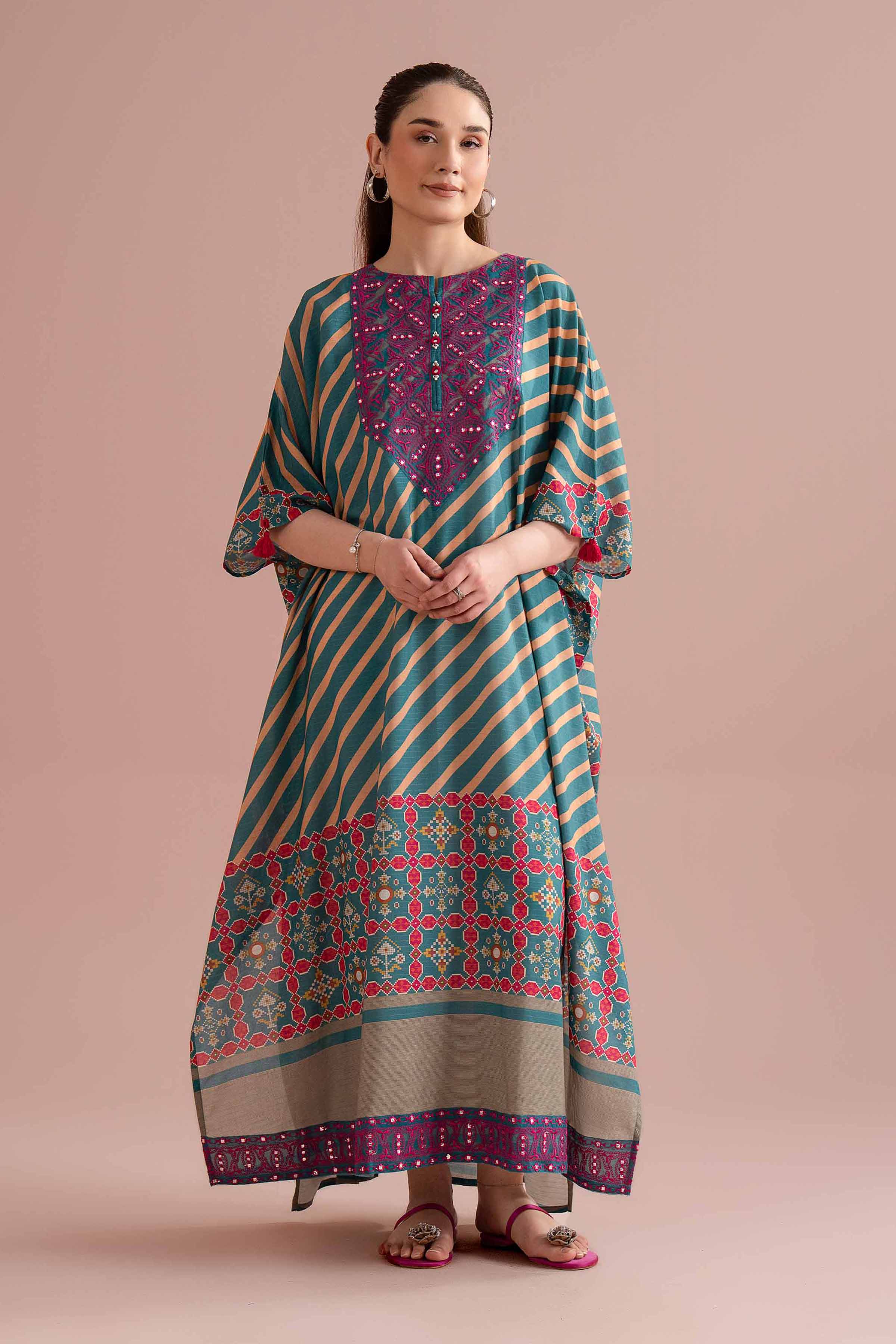 Printed Embroidered Kaftan - FE26-51
