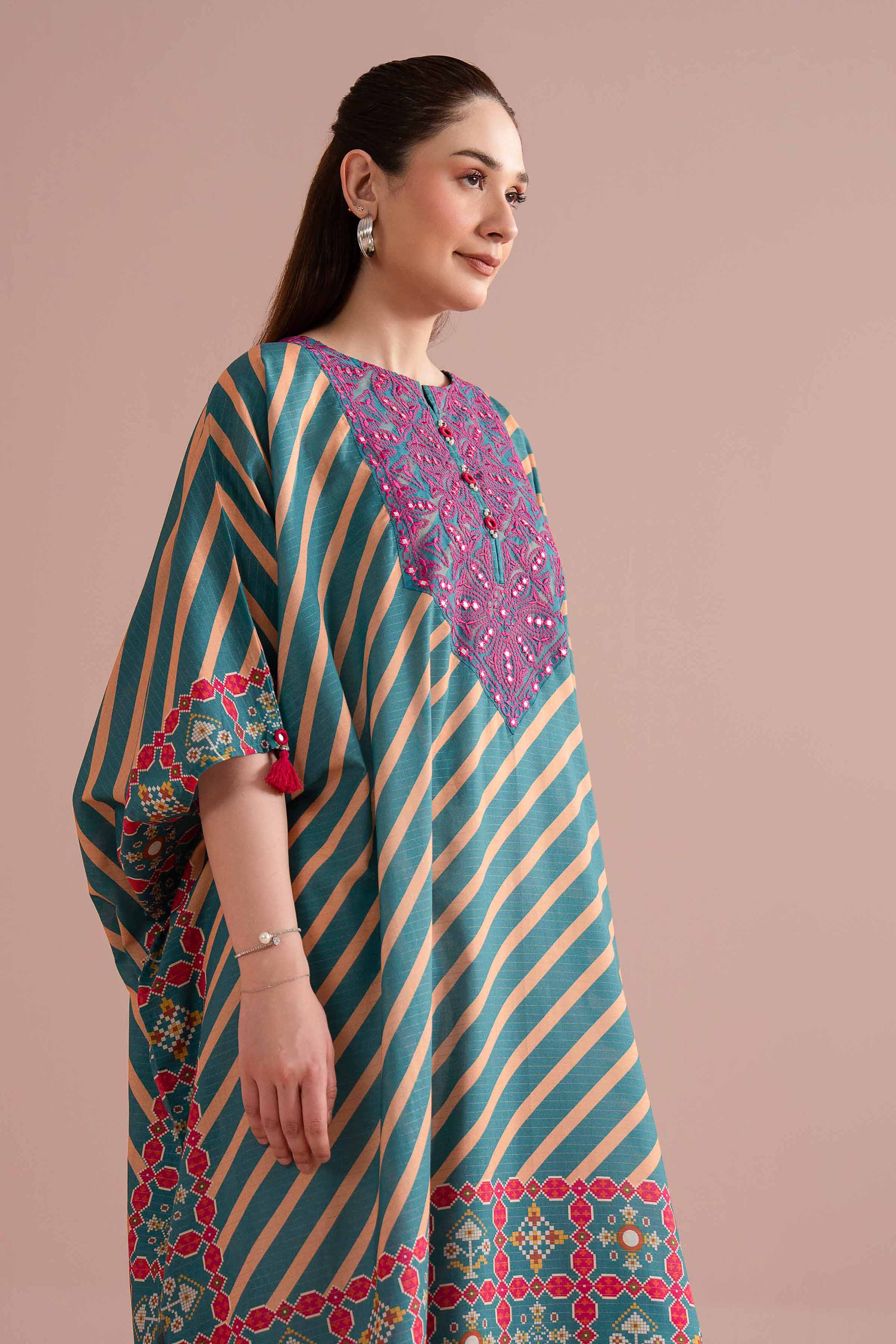 Printed Embroidered Kaftan - FE26-51