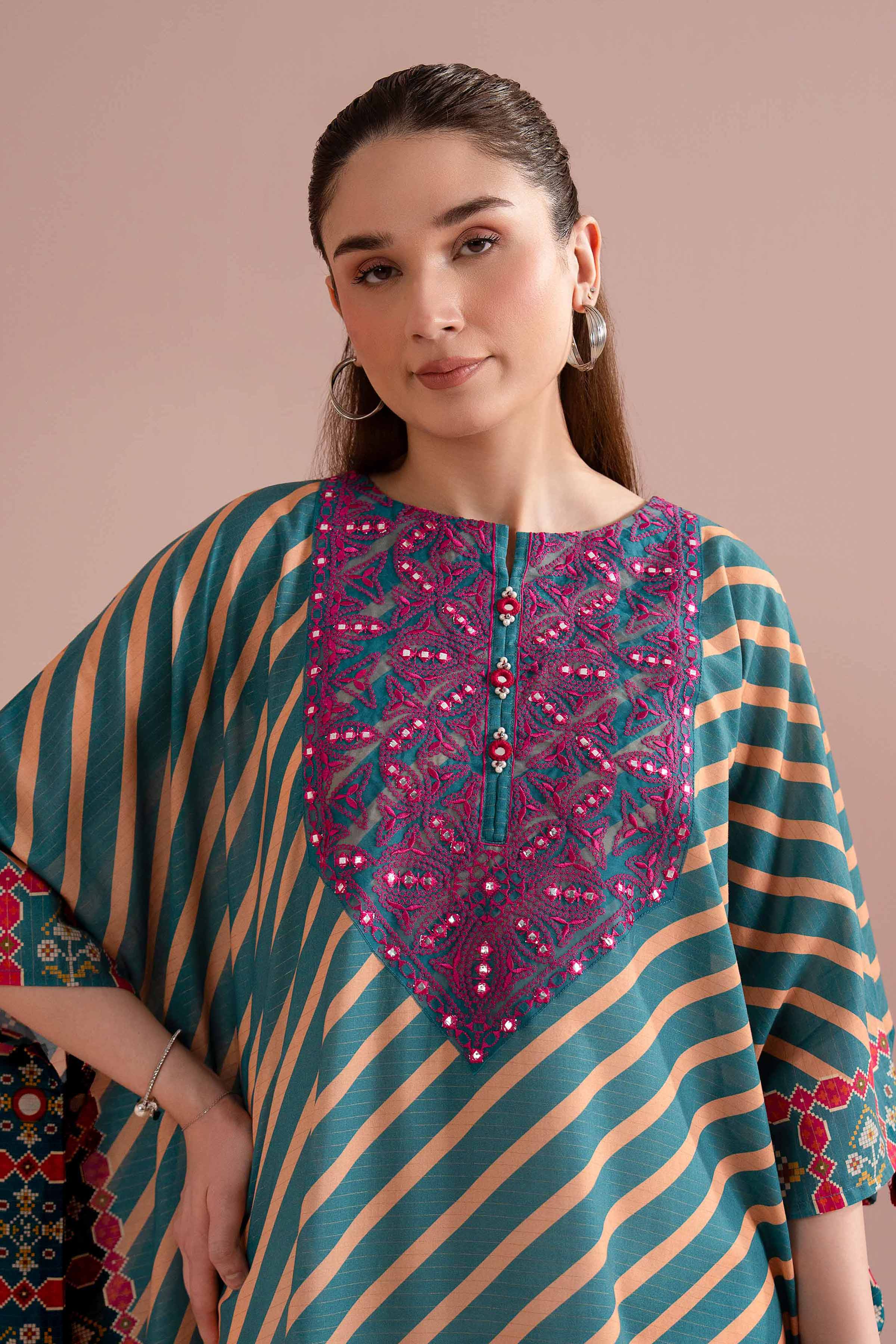 Printed Embroidered Kaftan - FE26-51