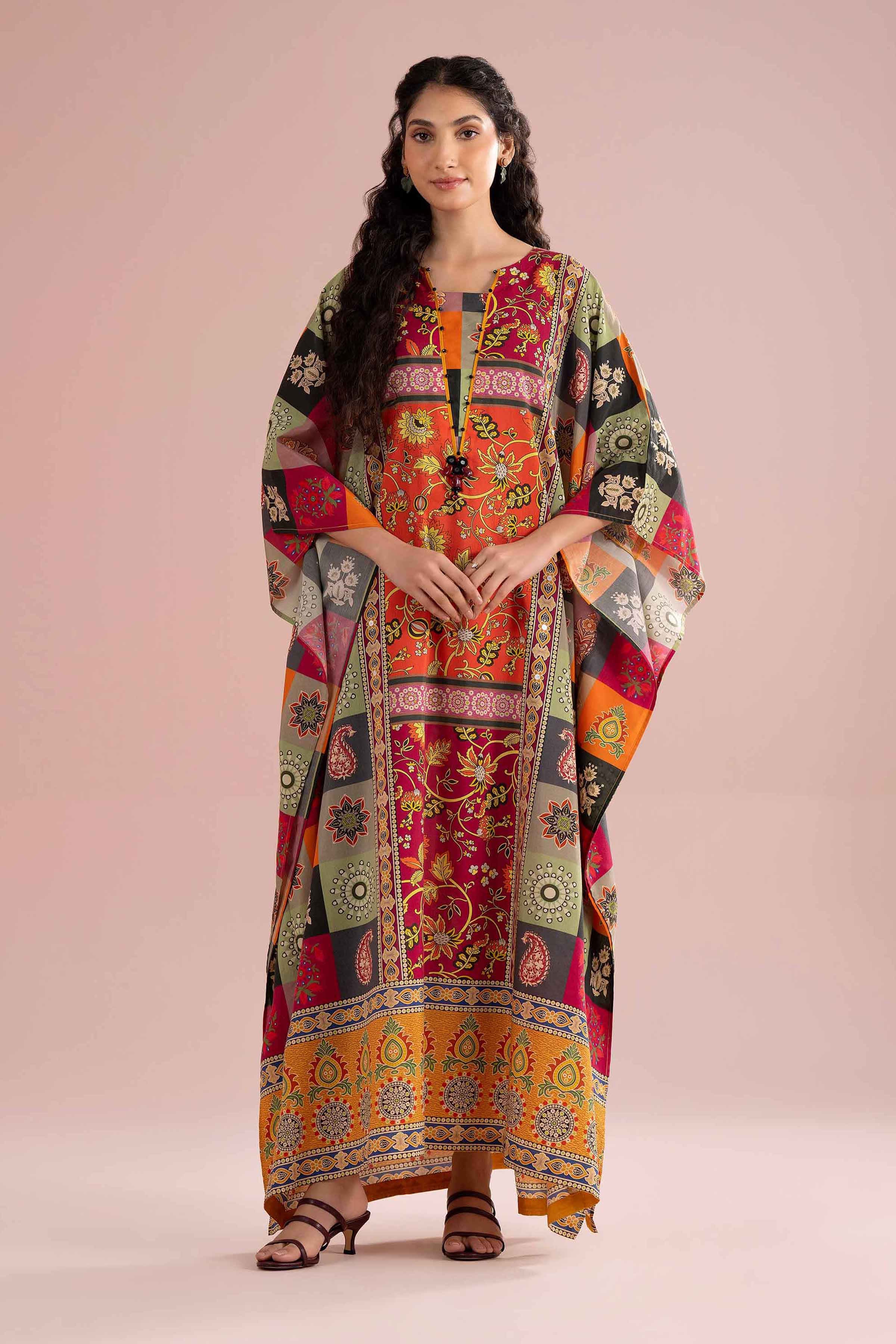 Printed Embroidered Kaftan - FE26-65 for Women - Pret Collection | Nishat | Shop Online