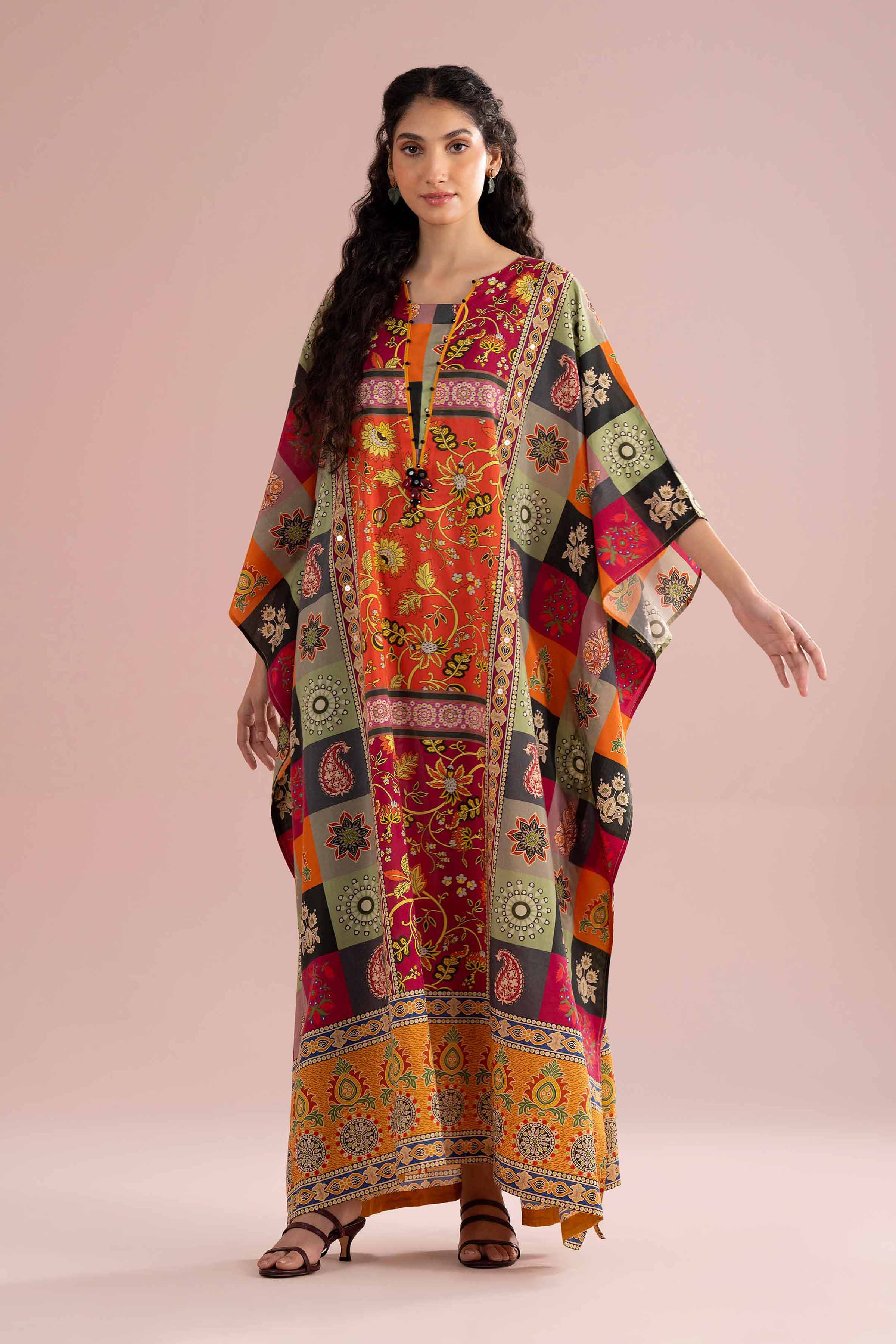 Printed Embroidered Kaftan - FE26-65 for Women - Pret Collection | Nishat | Shop Online
