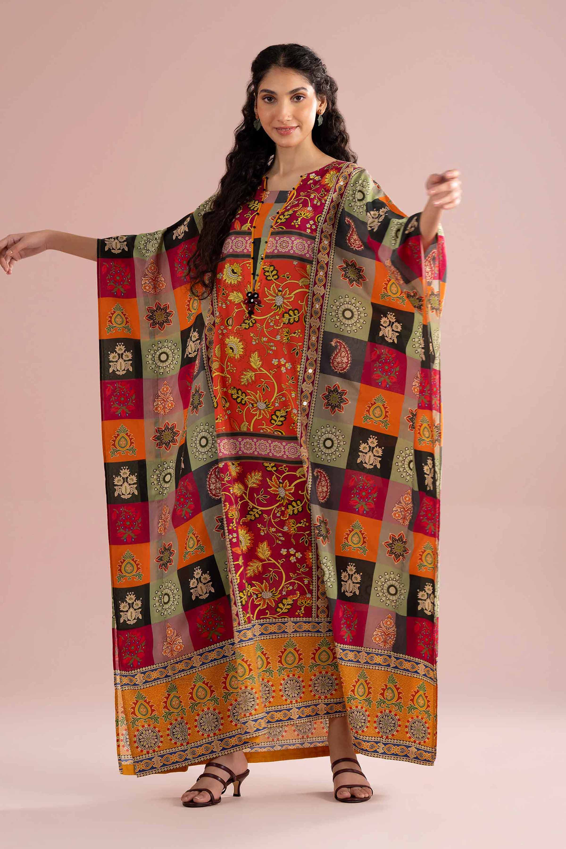 Printed Embroidered Kaftan - FE26-65 for Women - Pret Collection | Nishat | Shop Online