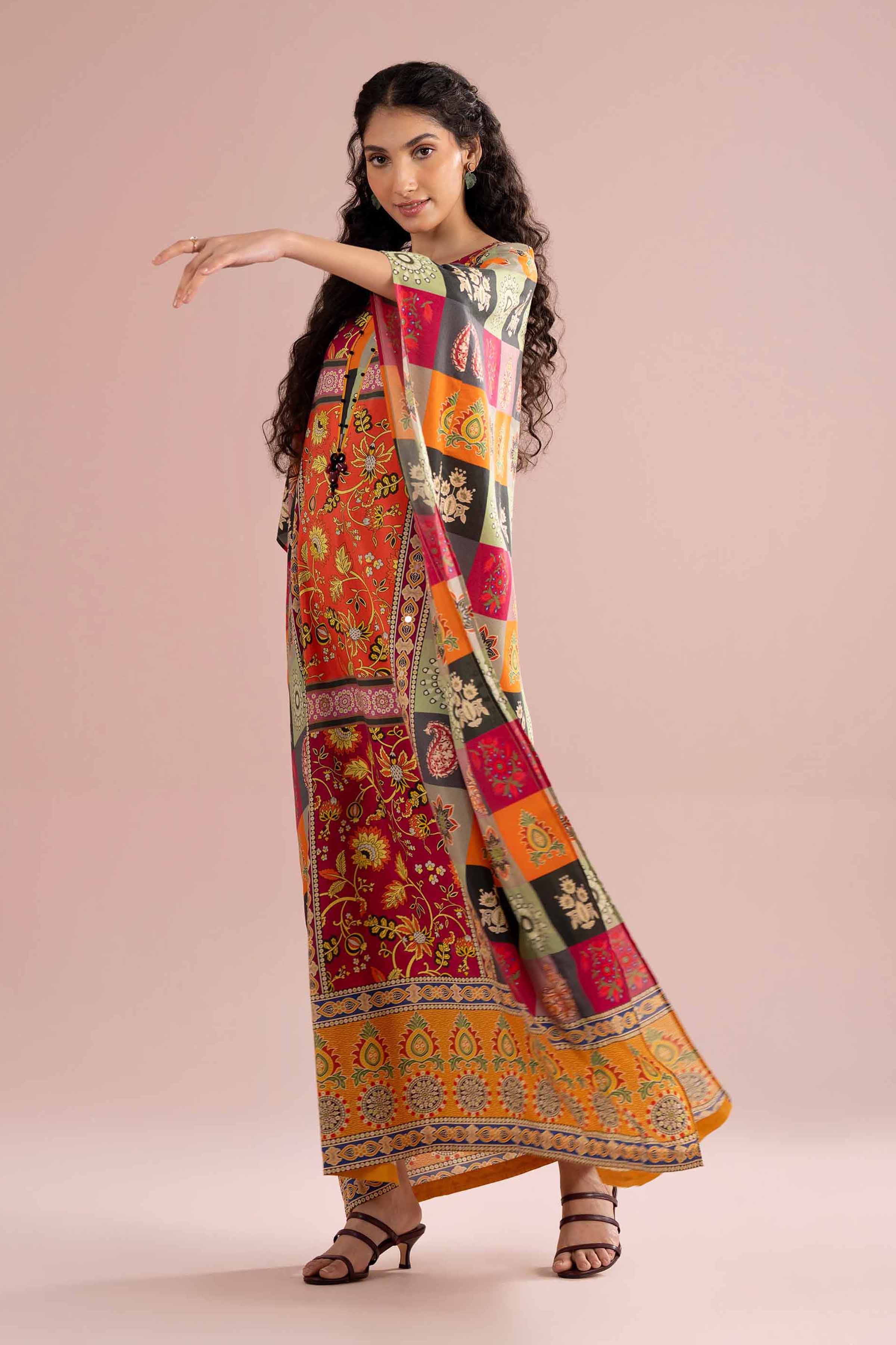 Printed Embroidered Kaftan - FE26-65 for Women - Pret Collection | Nishat | Shop Online