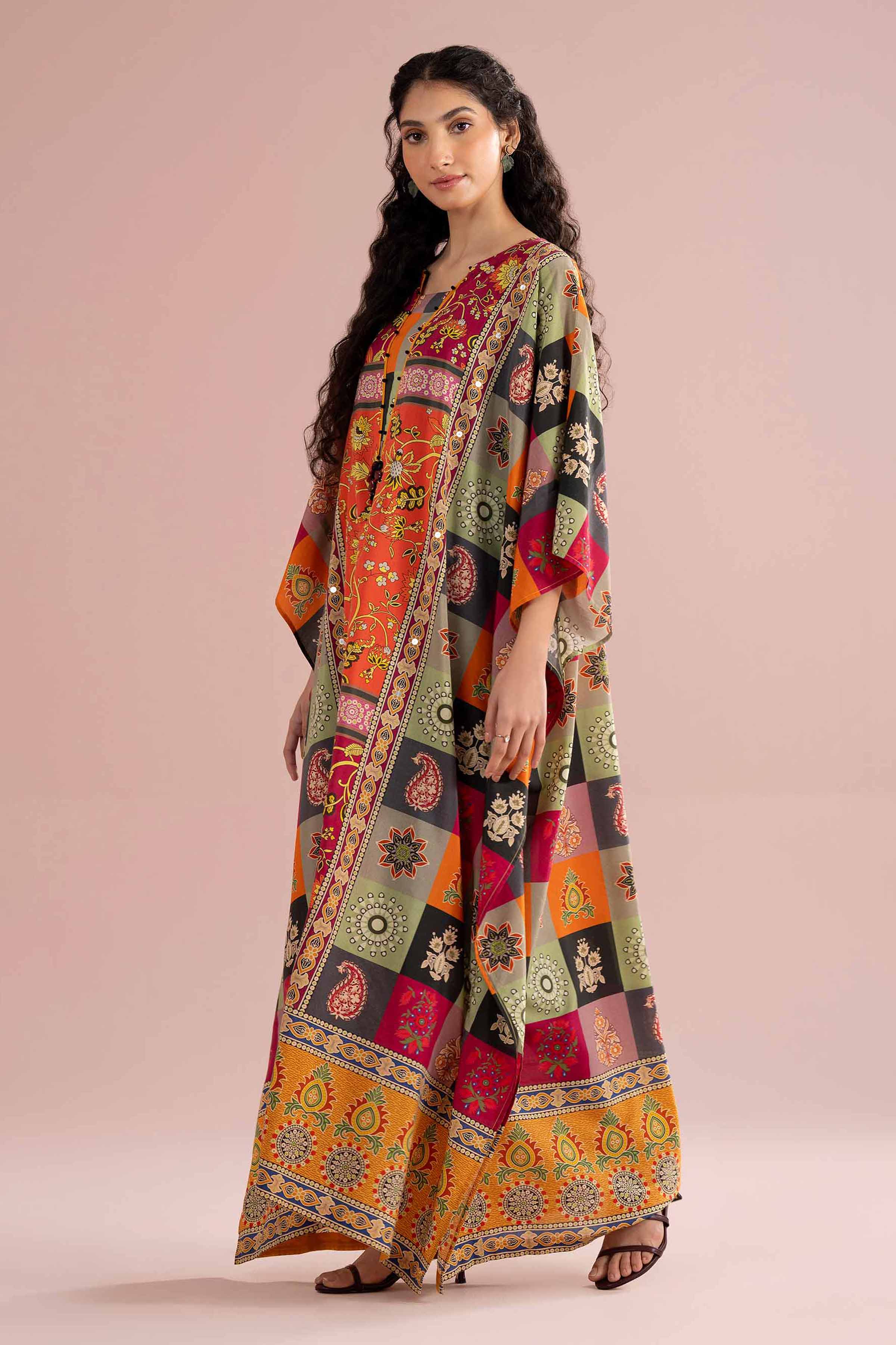 Printed Embroidered Kaftan - FE26-65 for Women - Pret Collection | Nishat | Shop Online