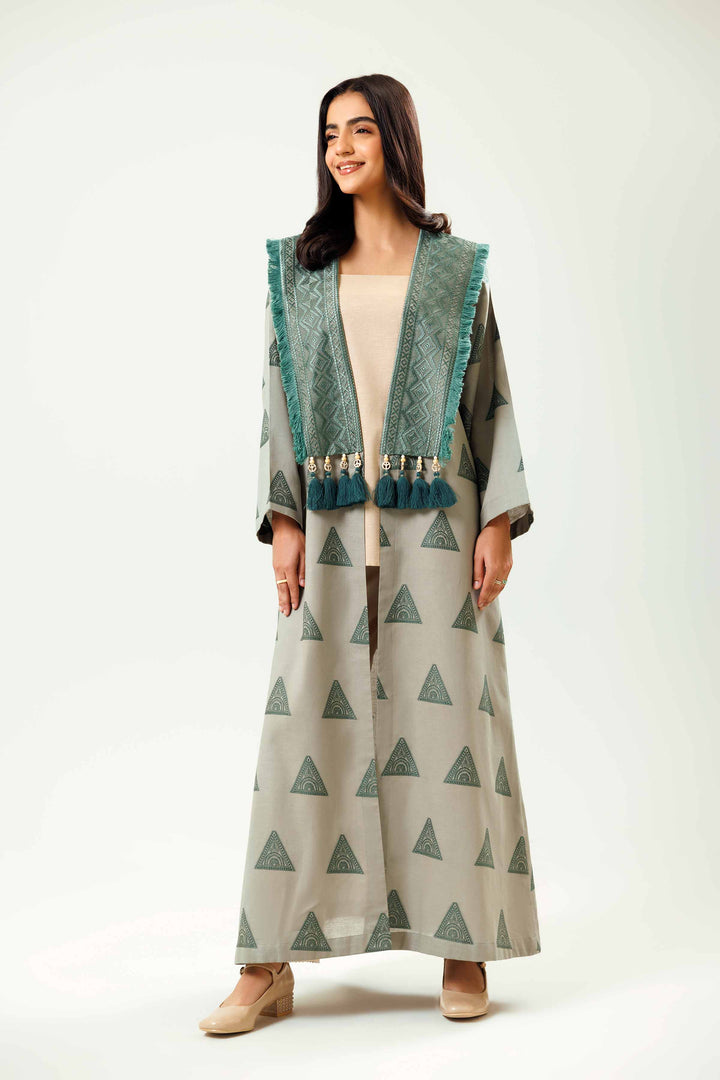 1 Piece Green Embroidered Texture Winter Gown