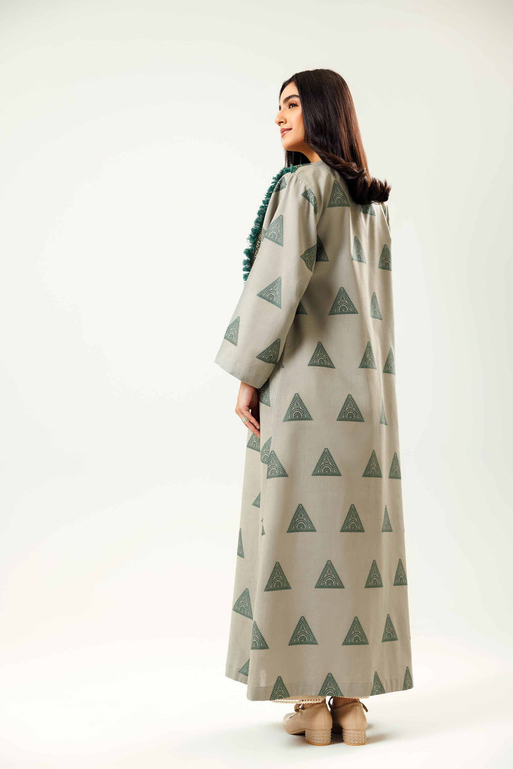 1 Piece Green Embroidered Texture Winter Gown