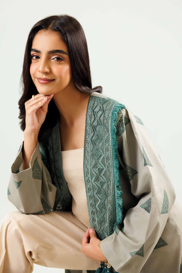 1 Piece Green Embroidered Texture Winter Gown