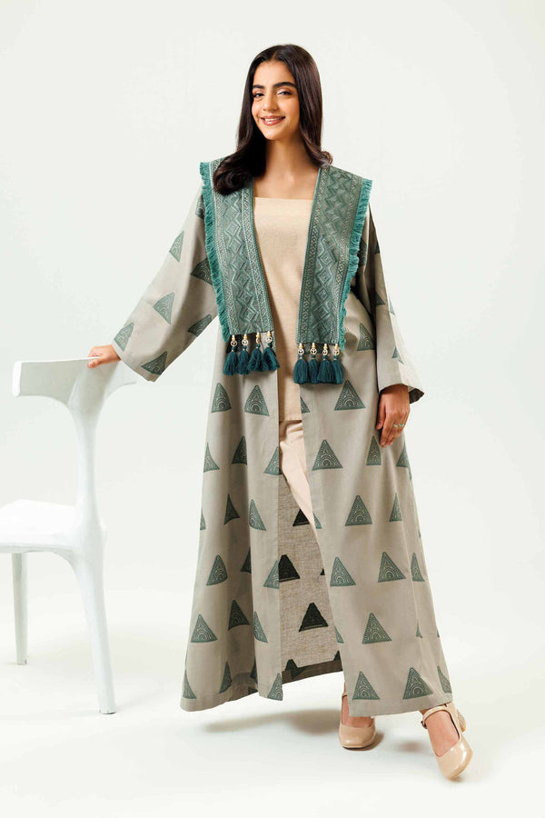 1 Piece Green Embroidered Texture Winter Gown