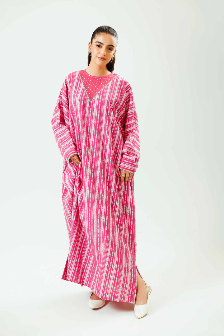 1 Piece Pink Texture Basic Winter Dress