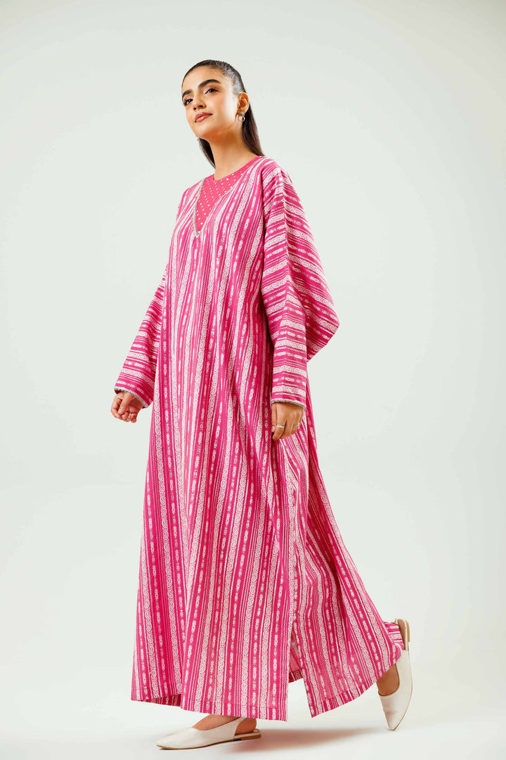 1 Piece Pink Texture Basic Winter Dress