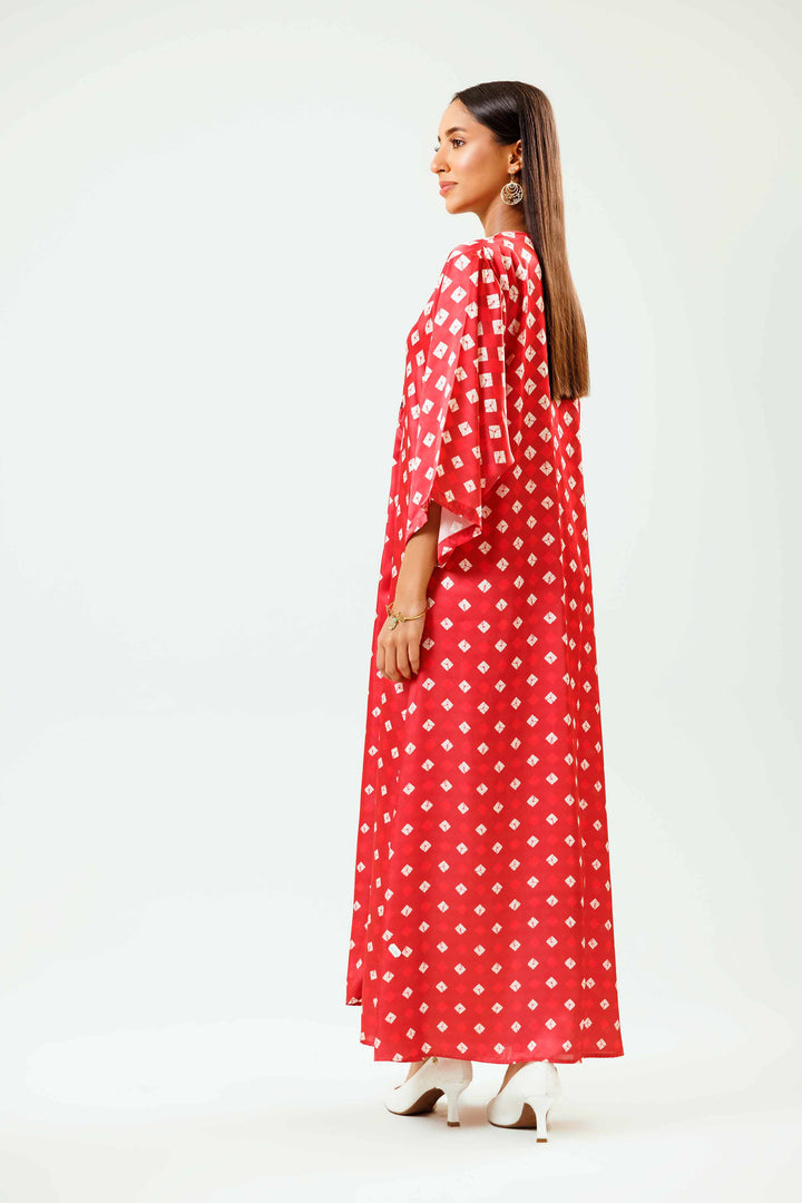 1 Piece Coral Silk Winter Printed Dress