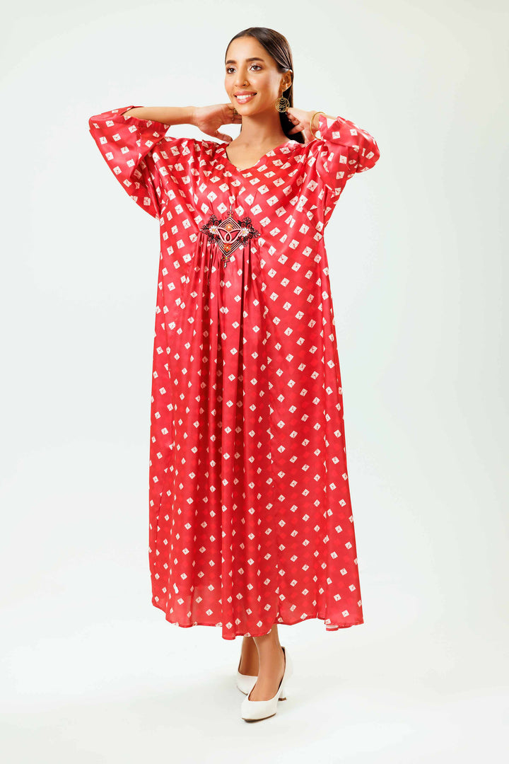 1 Piece Coral Silk Winter Printed Dress