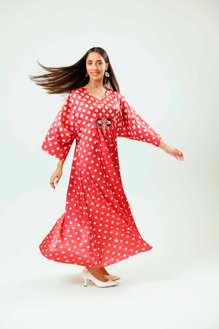 1 Piece Coral Silk Winter Printed Dress