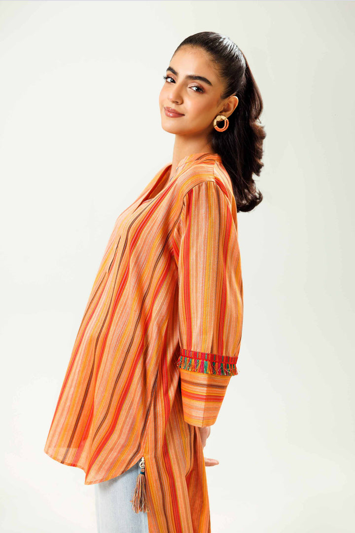 1 Piece Printed Orange Jacquard Winter Shirt