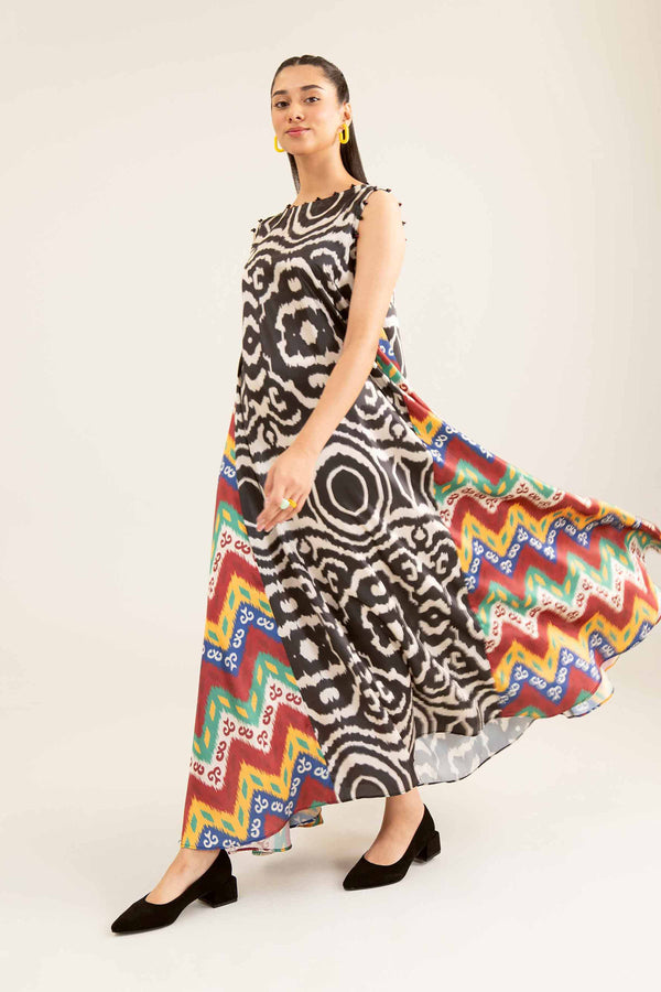 1 Piece Multi Silk Printed Winter Dress