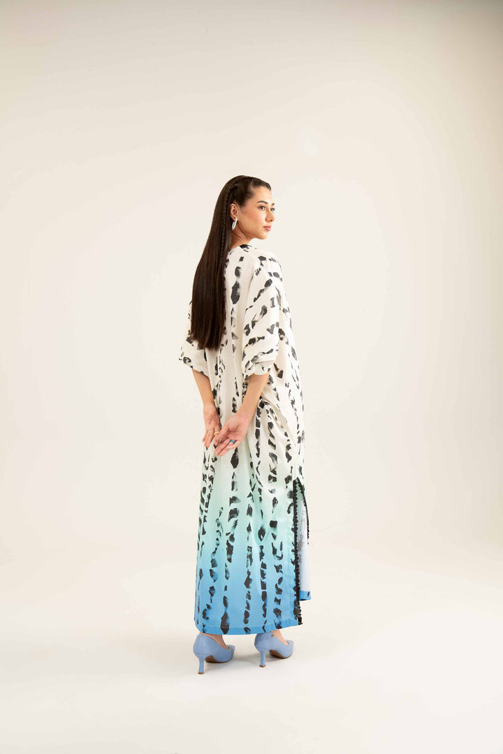 Printed Beige Winter Satin Kaftan