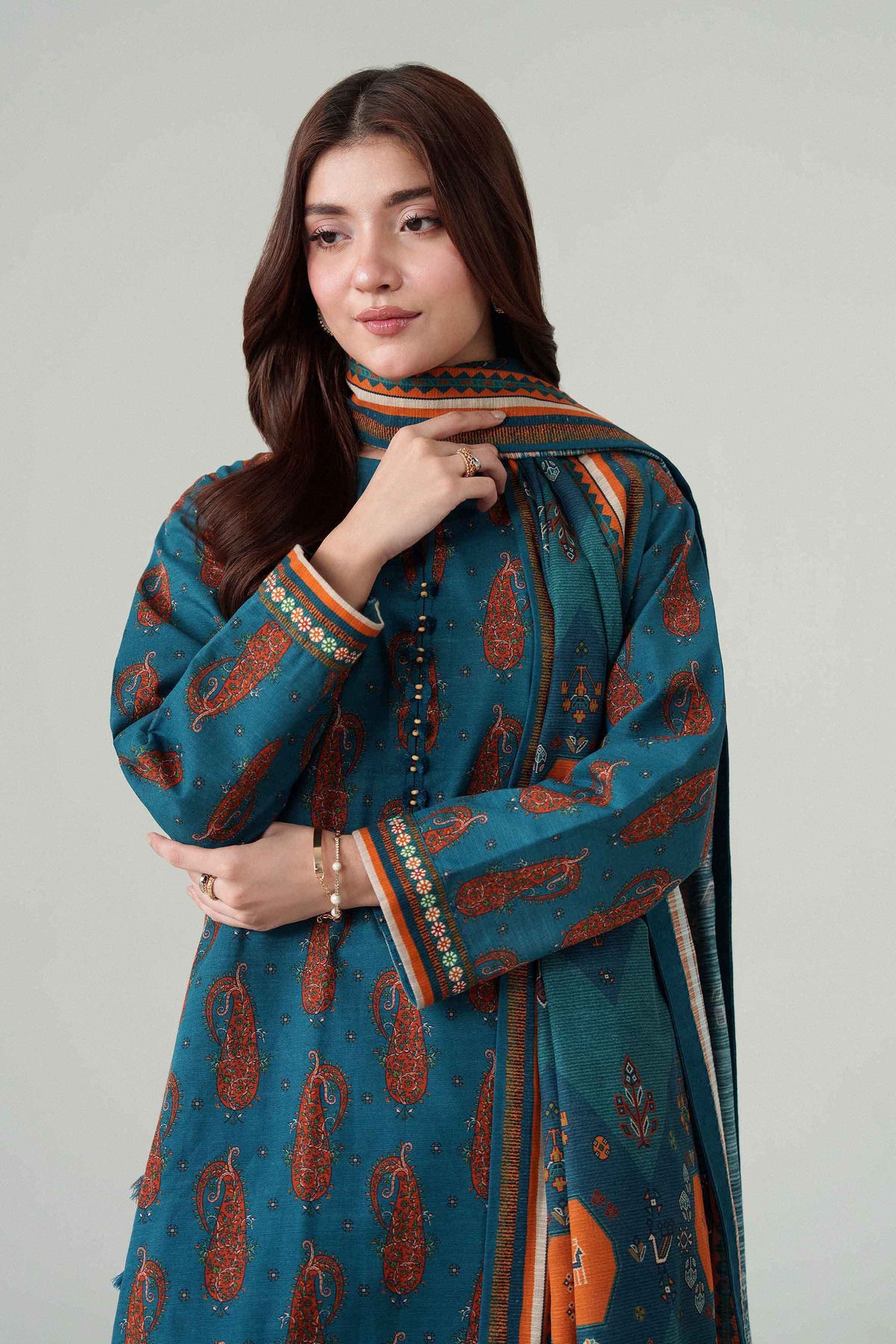 3 Piece - Dyed Printed Loose Fabric - 42604060
